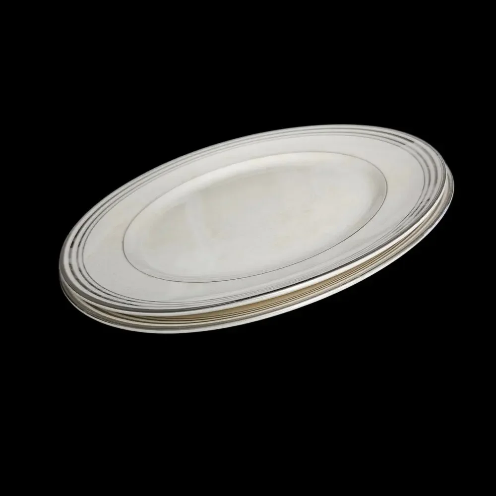 Pope-Gosser Franklin Dinner Plates Set of 2 Silver Band 10